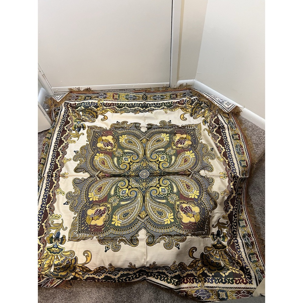 Vintage Spanish Woven Wall Hanging Tapestry Sevilla Spain Indo Persian 48x50 In